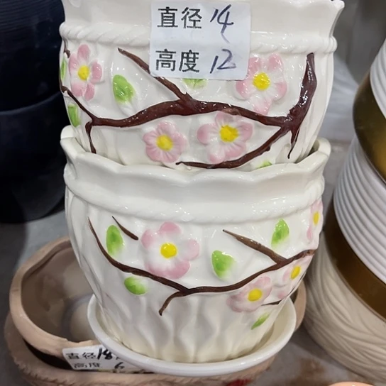 多肉绿植陶瓷花盆9.9包邮，有孔