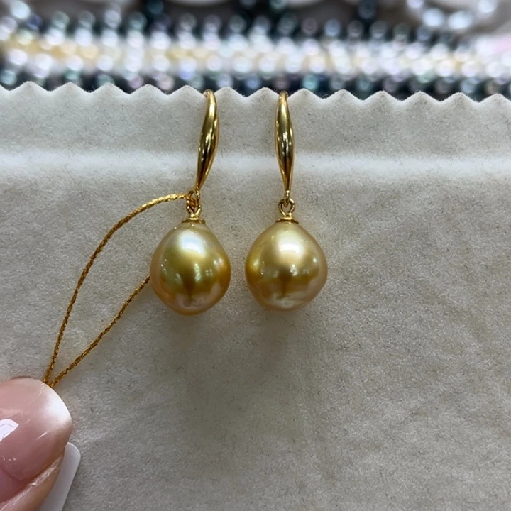 银S925镶嵌耳饰海水珍珠10-11mm2号