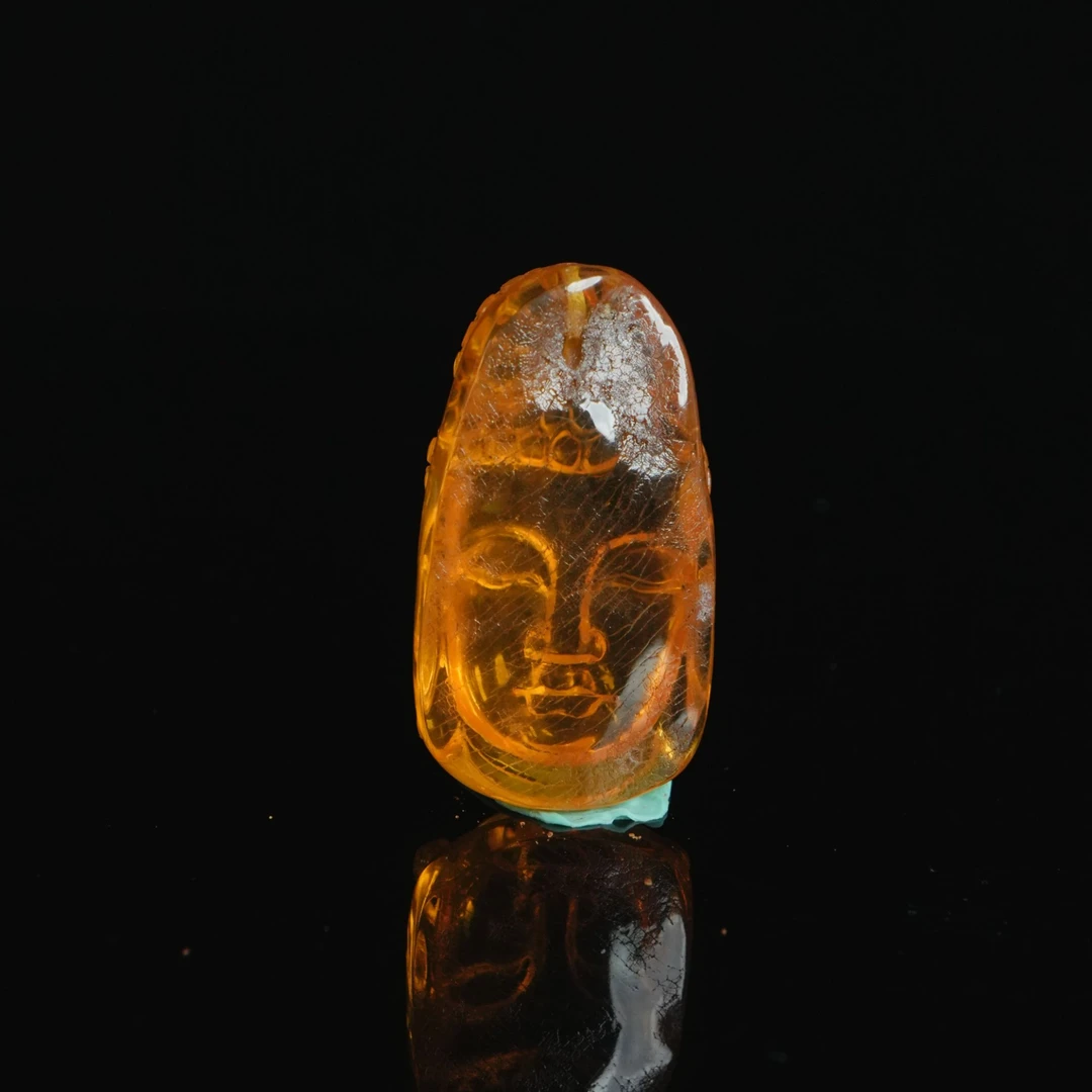 M6626 小年份金珀雕刻-佛头 9.41g