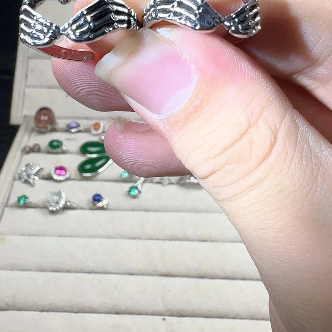 芙蓉石戒指银S925镶嵌