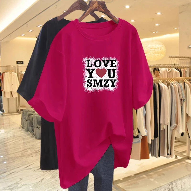 2026夏季新款正肩纯棉火龙果色短袖t恤女韩版百搭圆领体恤上衣ins