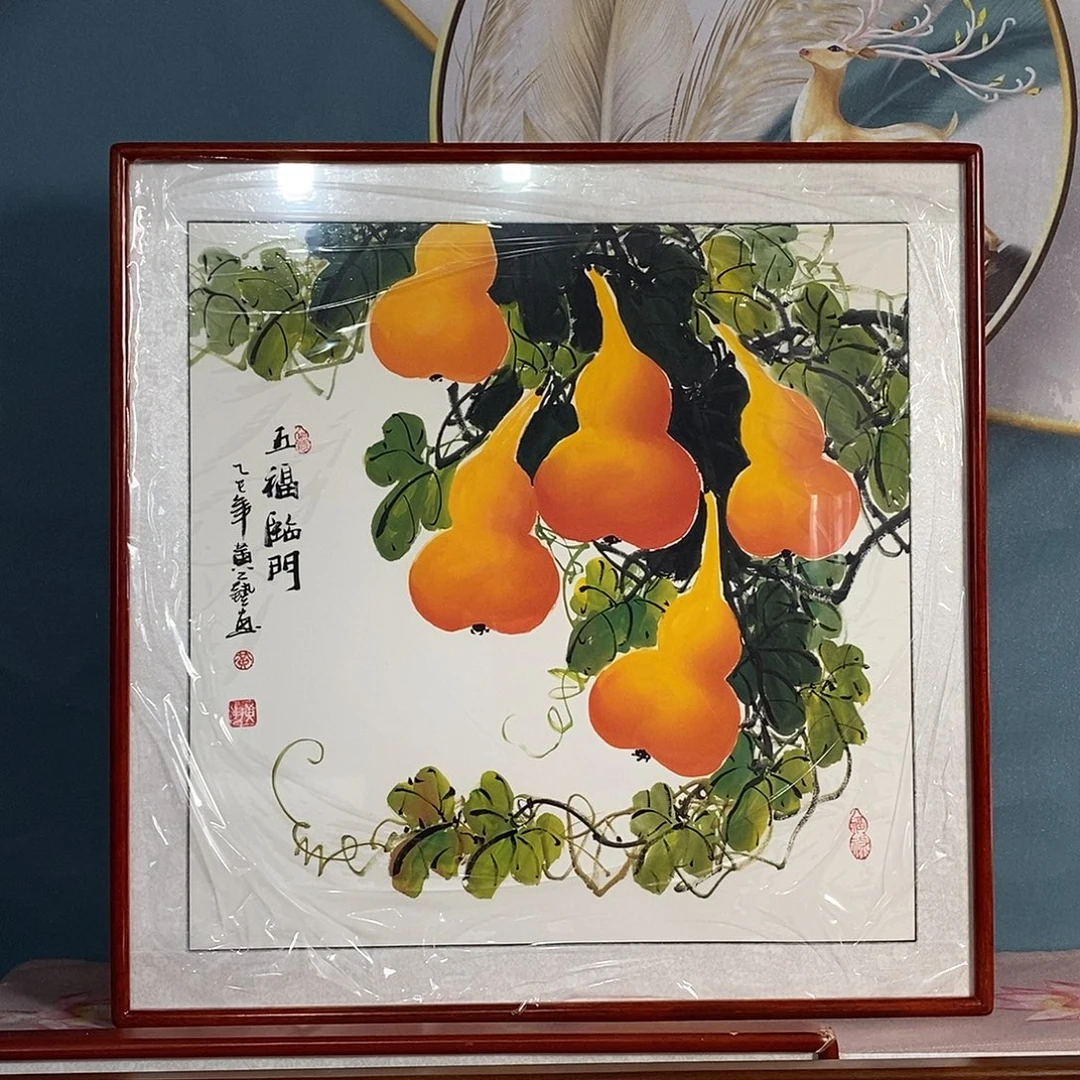 国画带框尺寸82厘米手绘作品