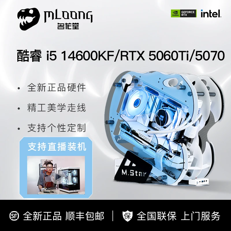 名龙堂 i5 13400F/14600KF/5060Ti/5070整机白色电竞游戏水冷主机