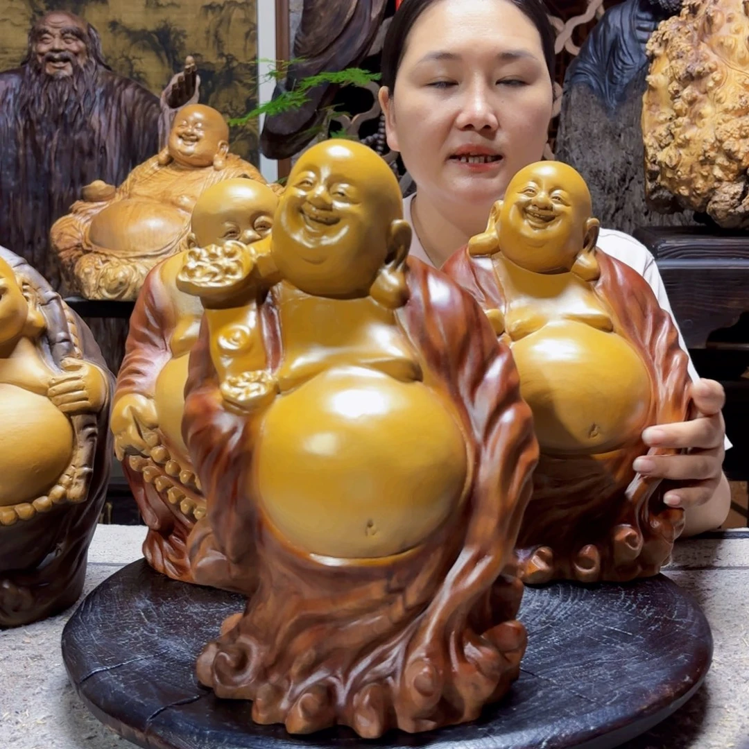 一***人香樟木如意弥勒佛
