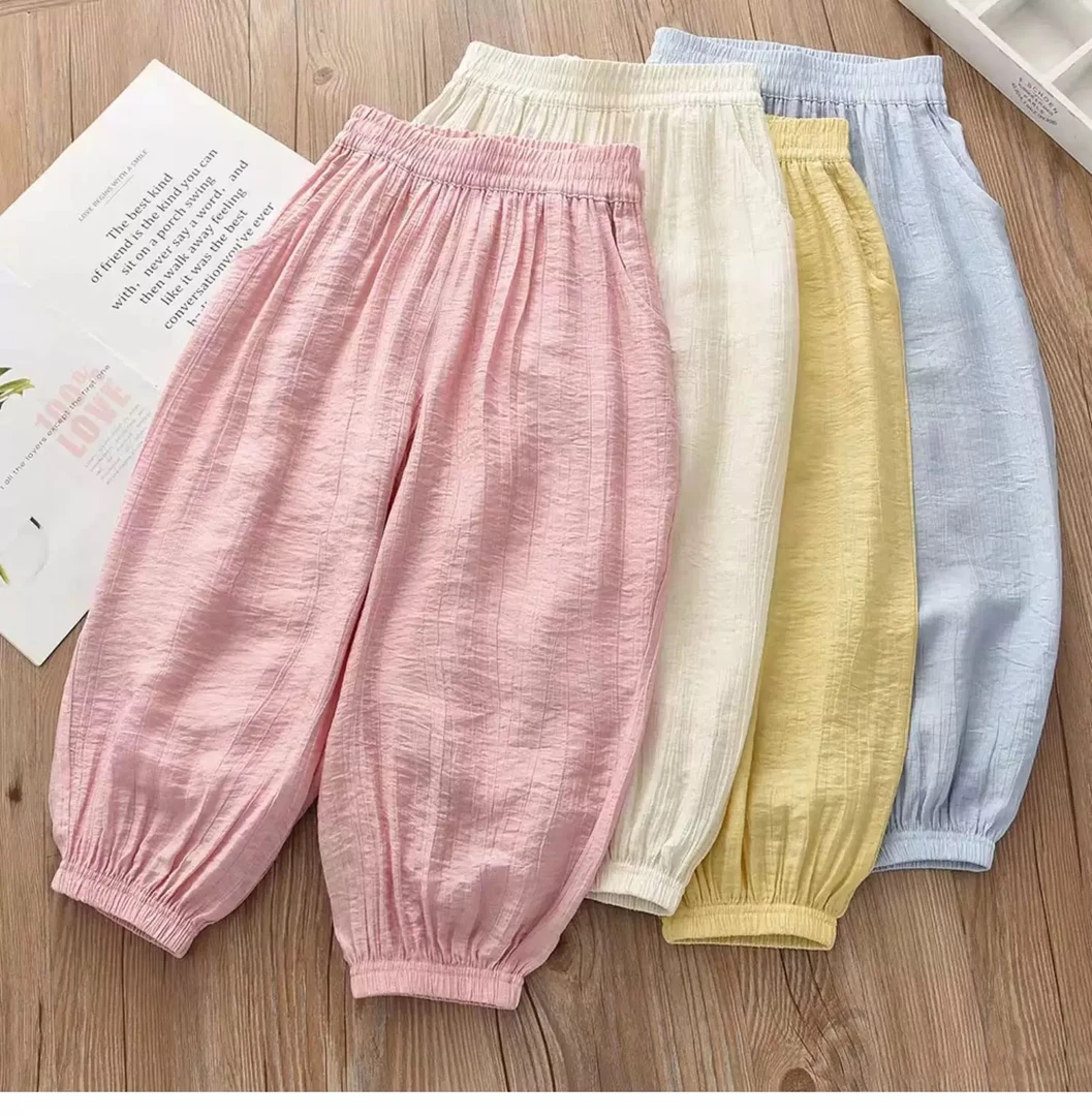 洋气童装2025夏季新款儿童男女童薄款灯笼裤中大童束口防蚊裤5708