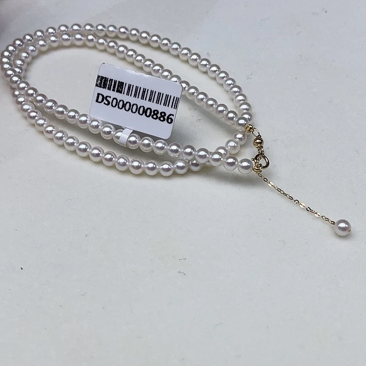 淡水珍珠银S925镶嵌颈饰卡4➕高品极强光白炫天女粉毕业级