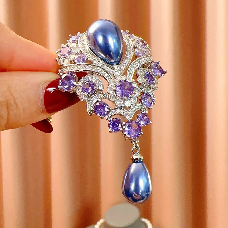 铜合金胸针 BAINIAN 【紫珠华熠】设计师气质胸针别针扣E1111