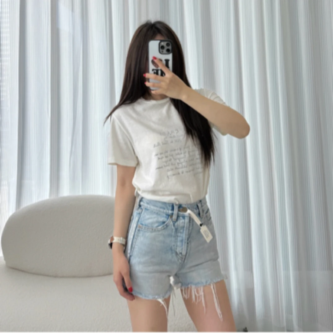 99新 YSL/圣罗兰 W108758/水洗牛仔蓝短裤/尺码24/