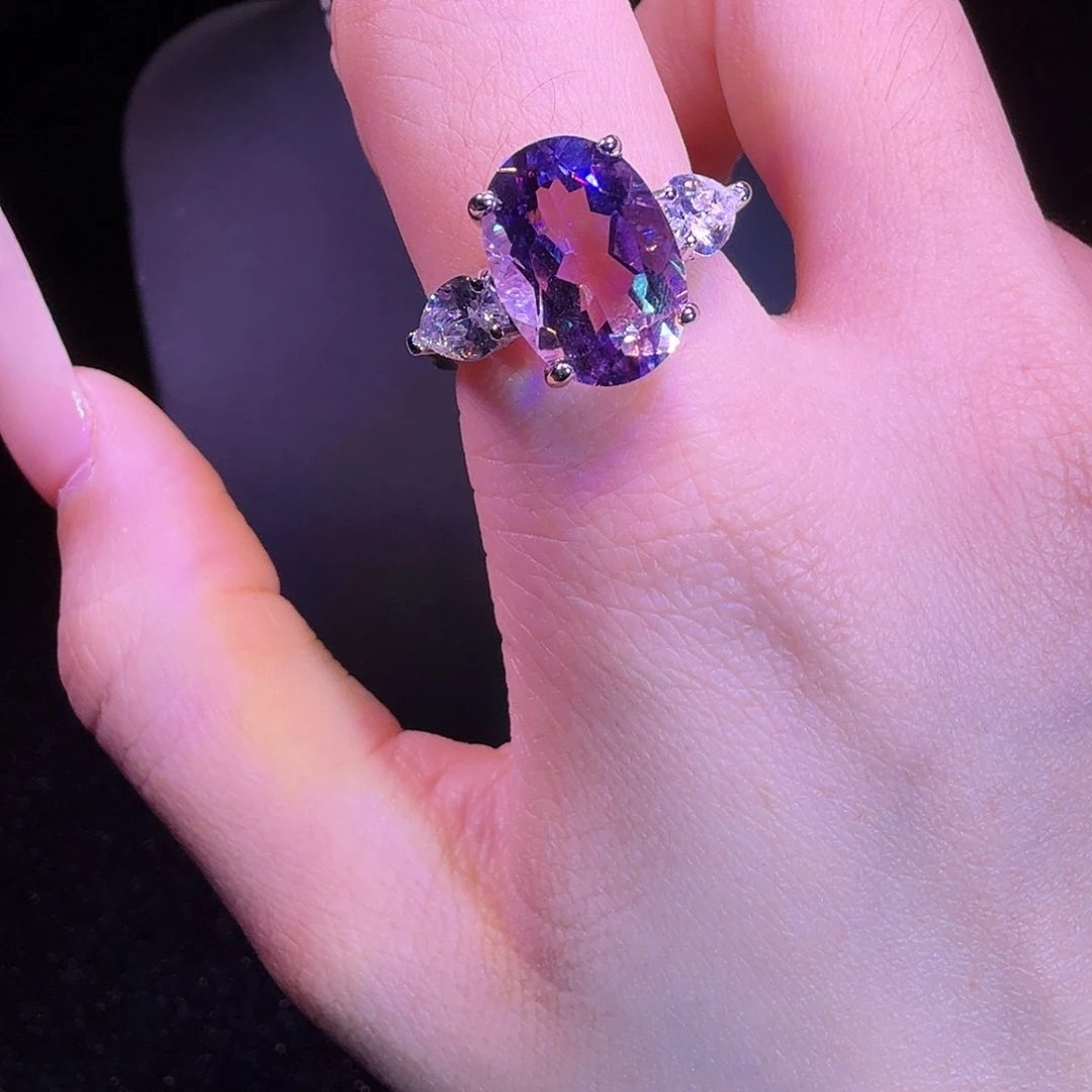 戒指银S925镶嵌水晶