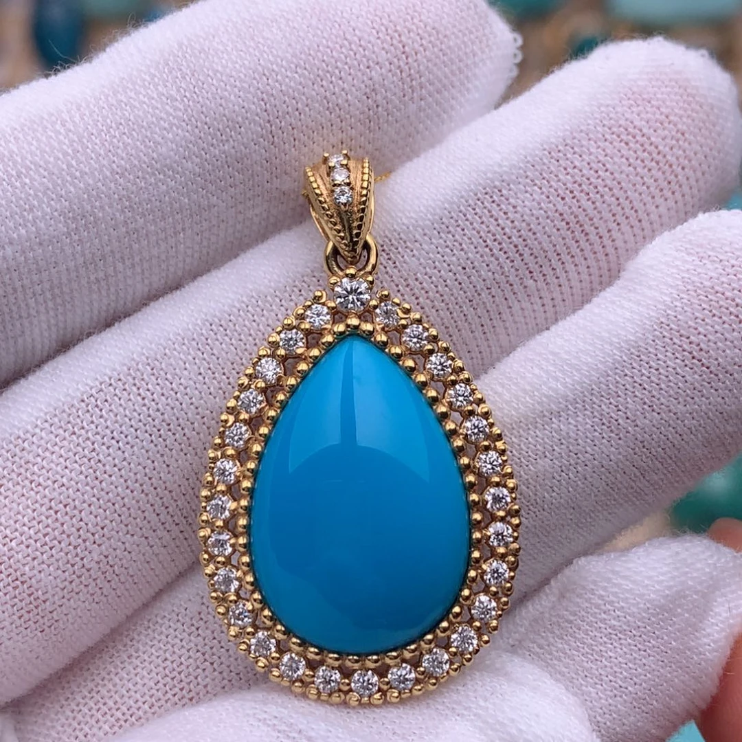 绿松石18K金镶嵌珠宝奇石