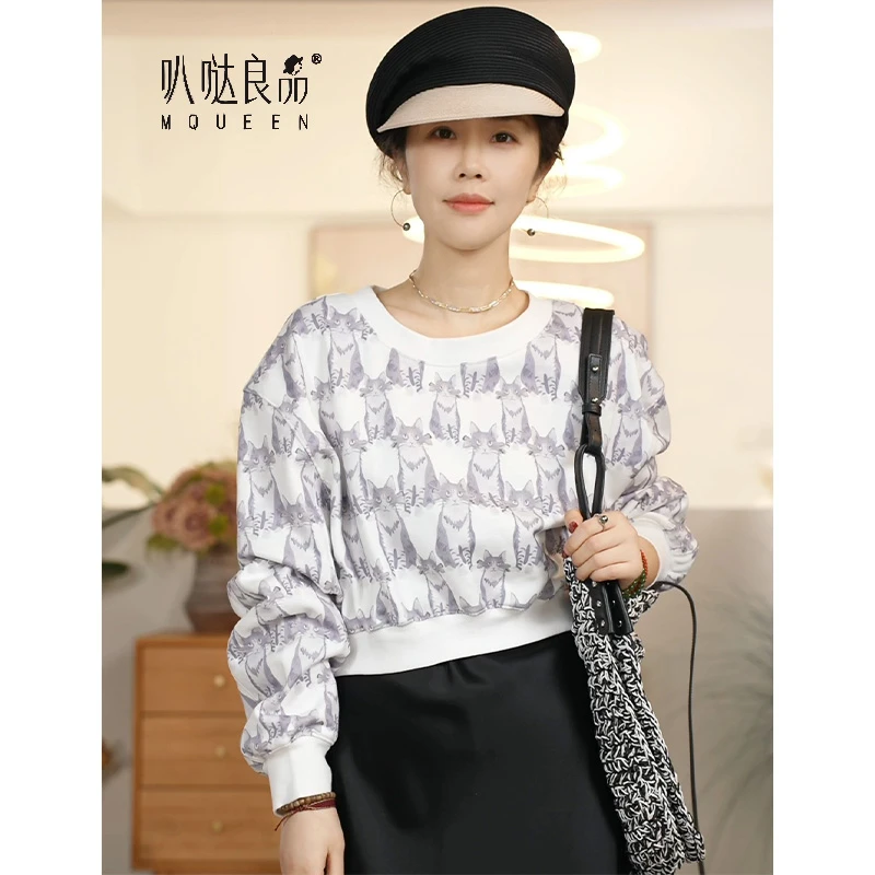 【叭哒不惑】小猫 棉春季长袖卫衣女套头圆领百搭上衣