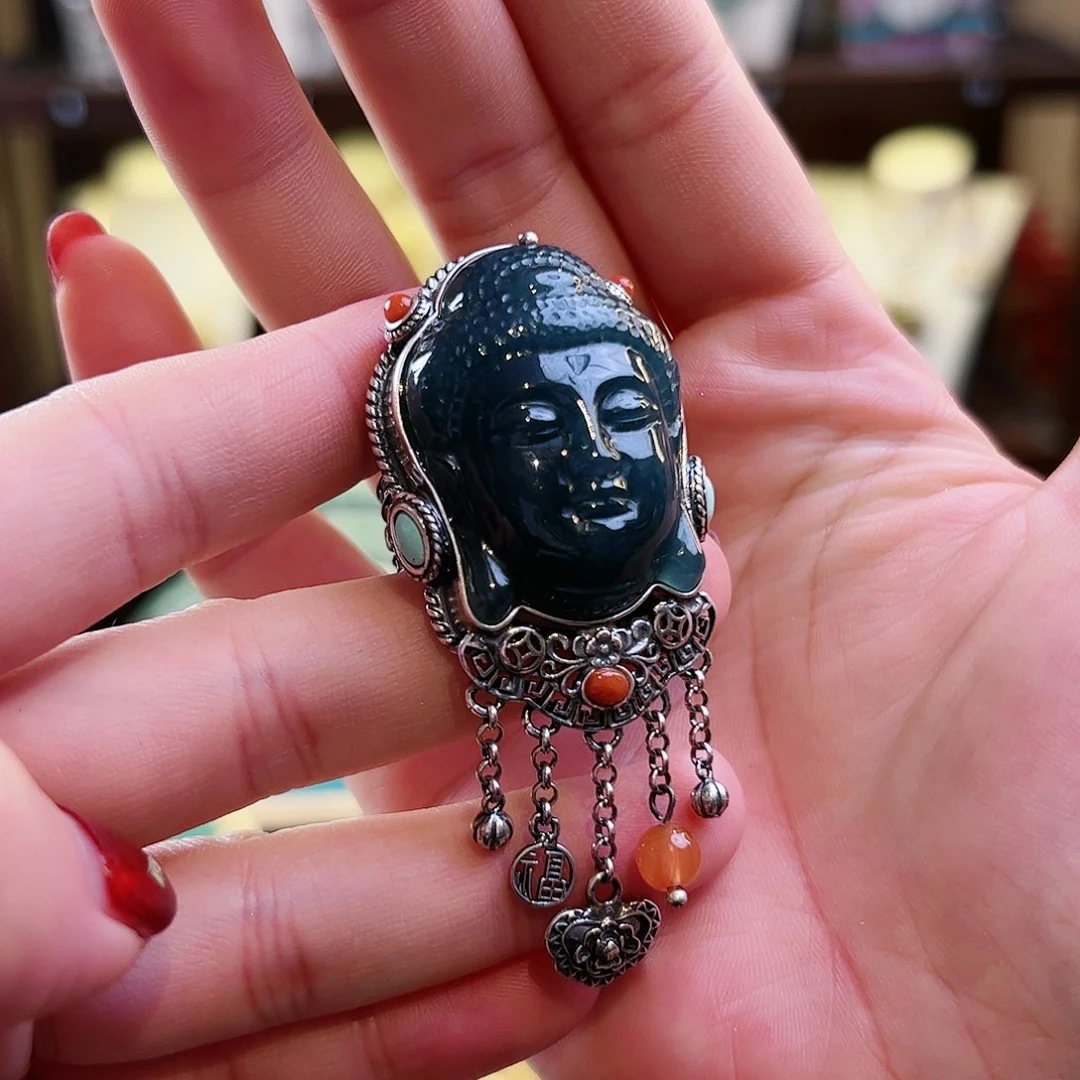 翡翠戒指银S925镶嵌戒指