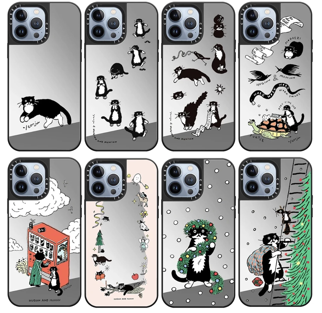 CASETi联名Chocolateye圣诞黑白猫咪镜面手机壳iPhone16ProMax苹