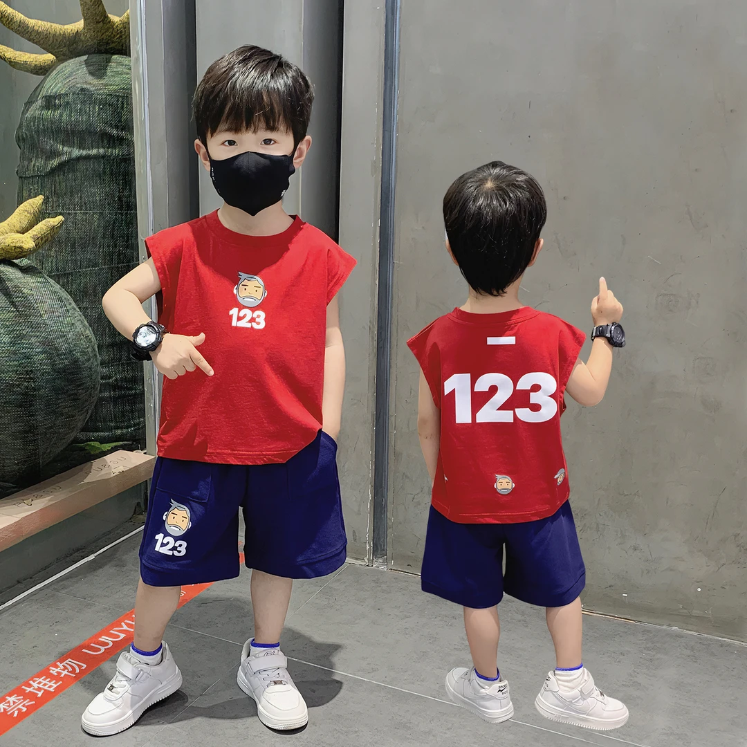 男童夏套装2025新款儿童装韩范小男孩夏装背心男宝宝薄款无袖衣服