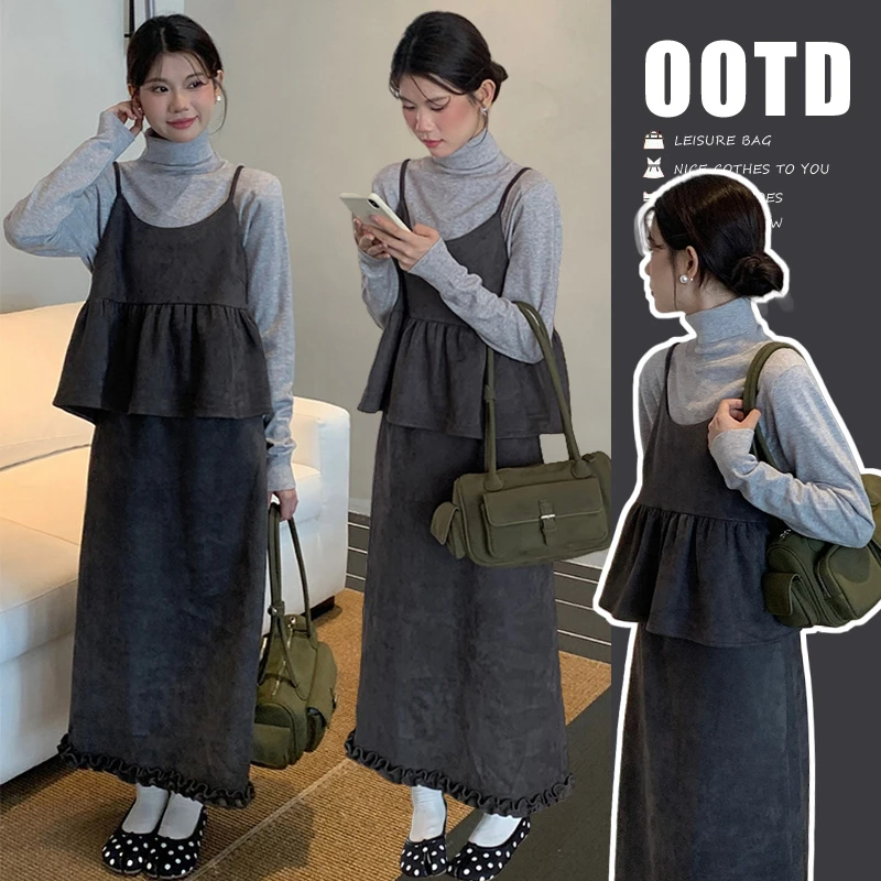 孕妇装女冬季复古气质轻熟极简风时髦套装爆款洋气潮流三件套秋装