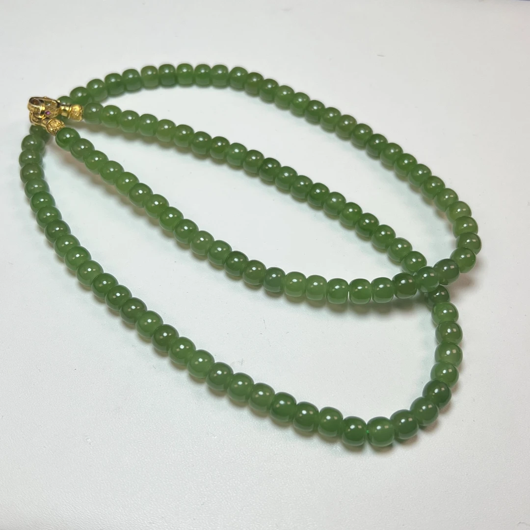 【四哥珠宝】和田玉碧玉项链7*6