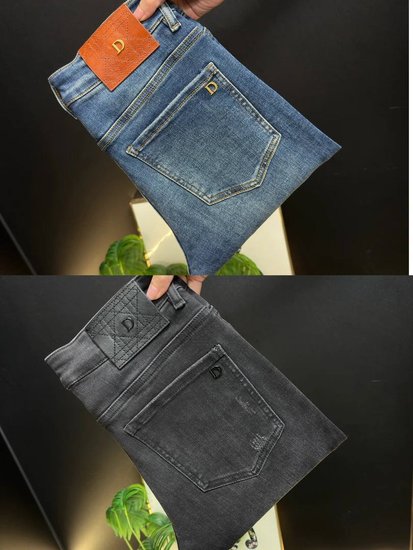 【ZB专属】秋冬爆款蓝色/黑灰轻奢男士牛仔裤高端休闲弹力修身直筒