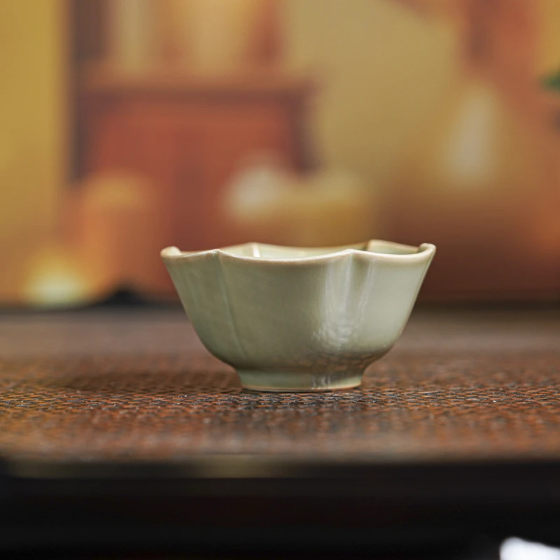 【墨舍名窑】分寸汝八角杯 fc140手工陶瓷主人杯汝窑茶具茶道景德镇