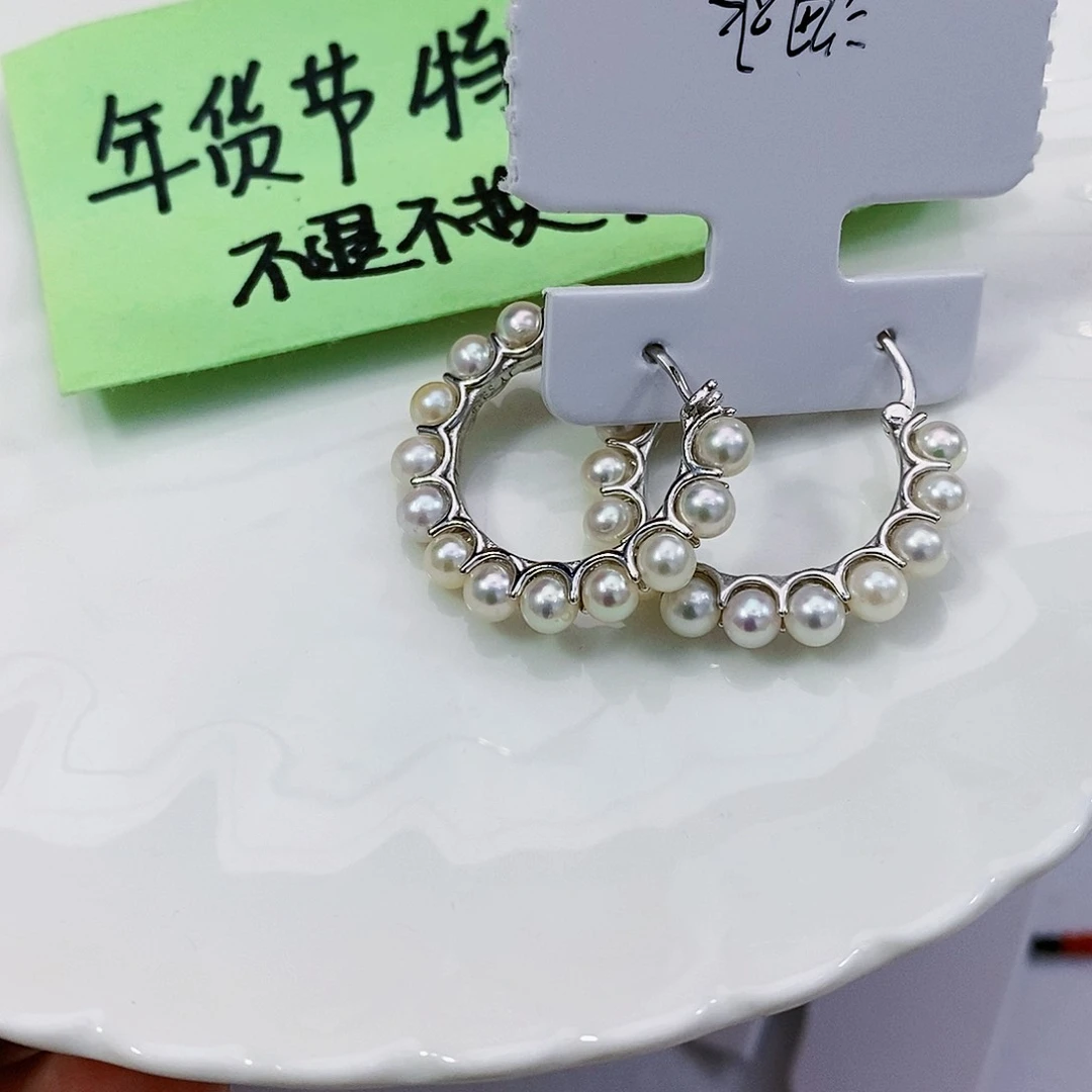 海水珍珠特价不退换耳饰银S925镶嵌宁*