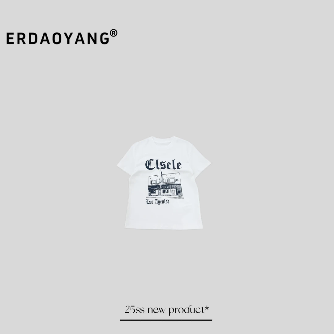 ERDAOYANG "凯旋广场" 早春新款字母圆领百搭短袖DX1086