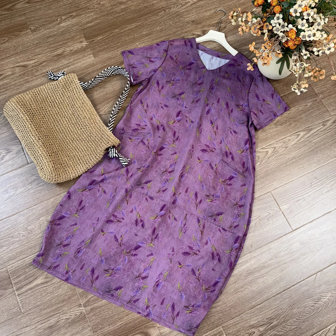 [梅妆]Z223夏季长款显瘦时尚连衣裙气质休闲复古国风旗袍裙