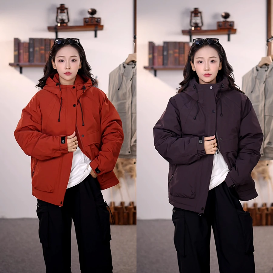 12160连帽冲锋衣外套加厚季潮牌工装上衣棉衣百搭潮流休闲棉服男