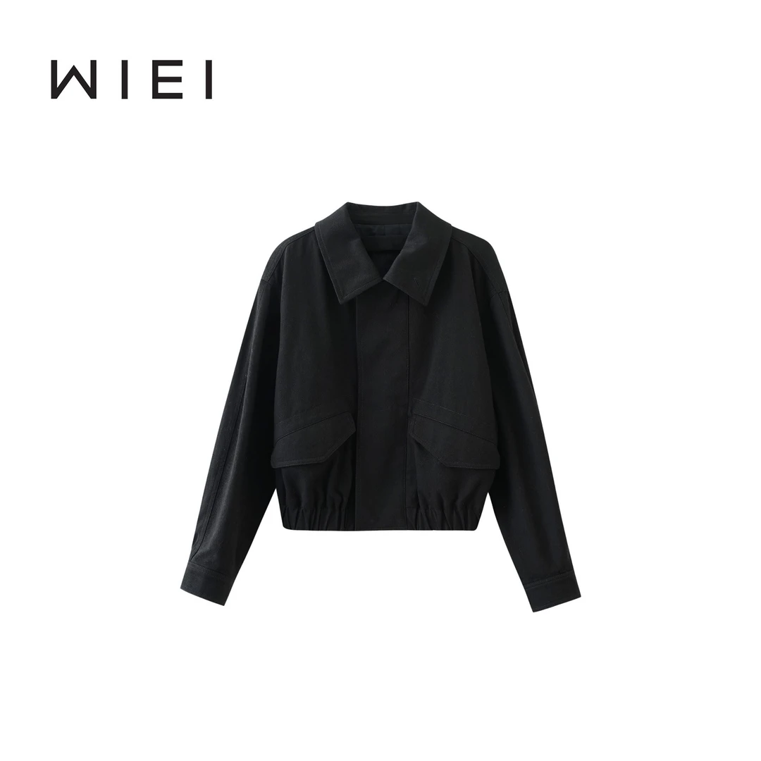 《WI EI》玛黑区*荃棉简约廓形宽松翻领单排扣休闲佰搭外套 25219