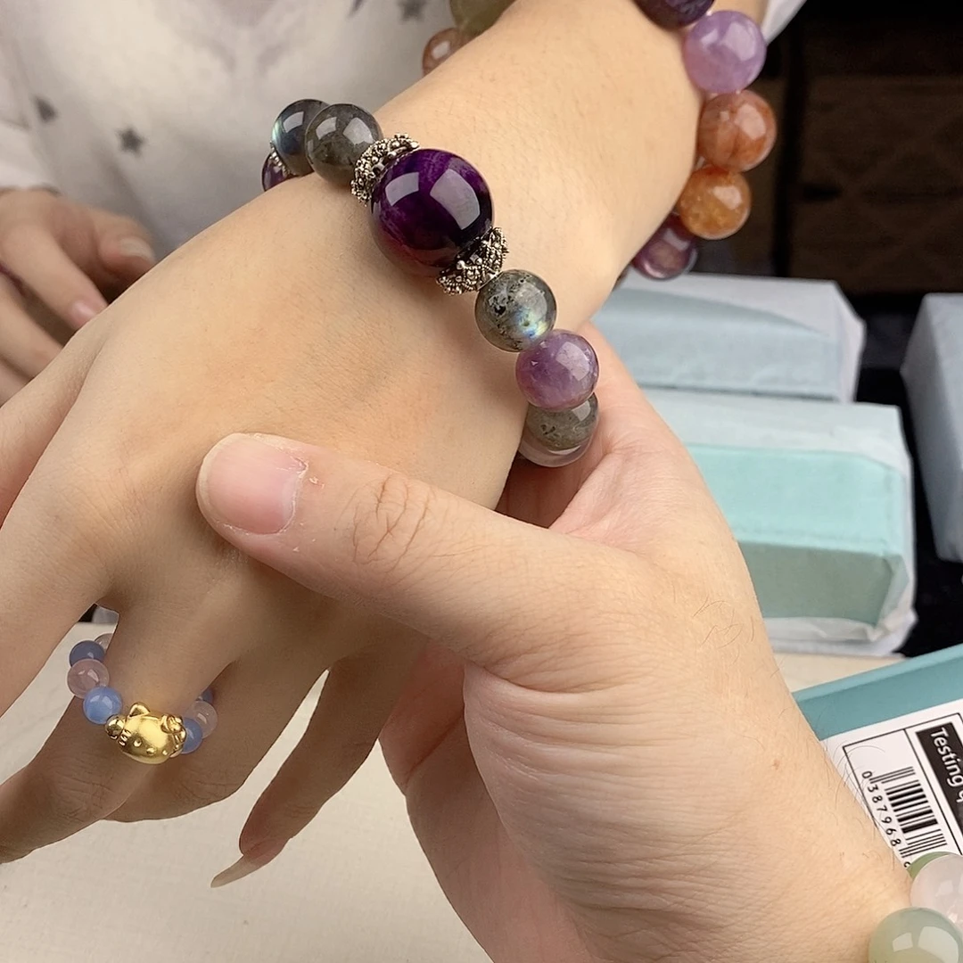 手链水晶银S925镀金镶嵌