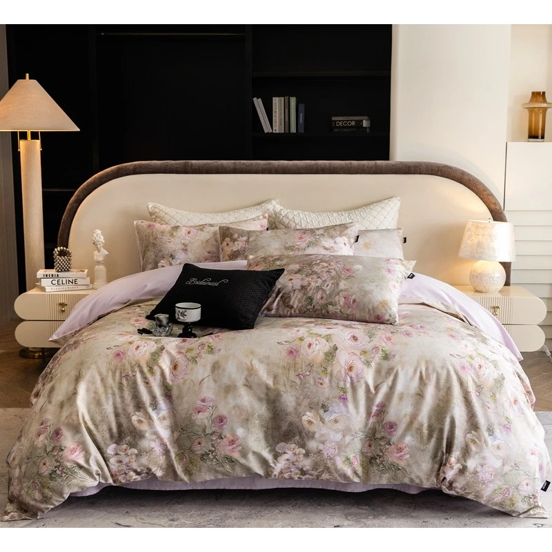 【晴美】高支高密贡缎长绒棉数码印花四件套-静初