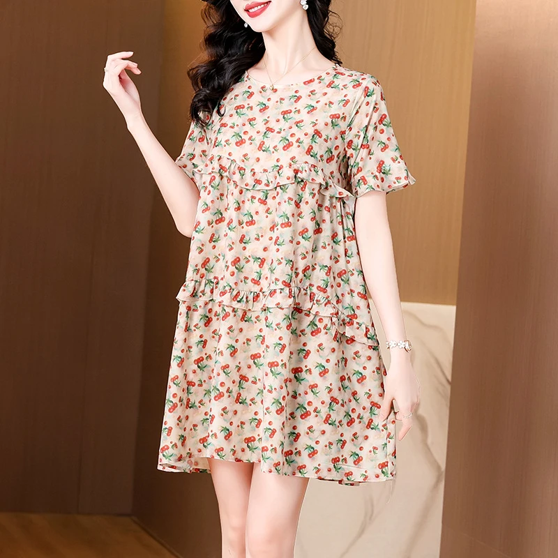 prfs9352高级感碎花连衣裙女2025夏季新款荷叶边时尚减龄气质裙子