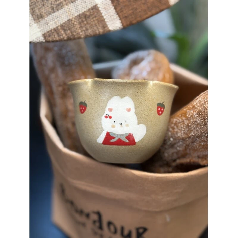 川谷原创【焦糖可可兔】系列可爱花朵杯陶瓷杯咖啡杯拉花杯家用水杯