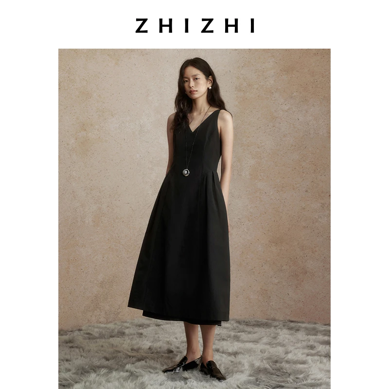 致知 池游鹰 赫本风连衣裙新款V领礼服公主裙ZZ2DAWL8015