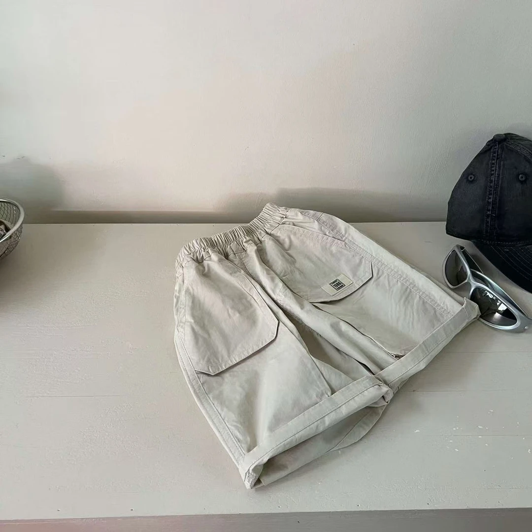 80111-夏季童装新款韩版百搭米色酷帅儿童休闲短裤