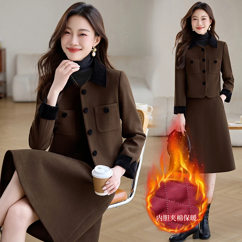 轻熟风法式小香风时尚两件套装2025夹棉女短款小个子加厚气质洋气