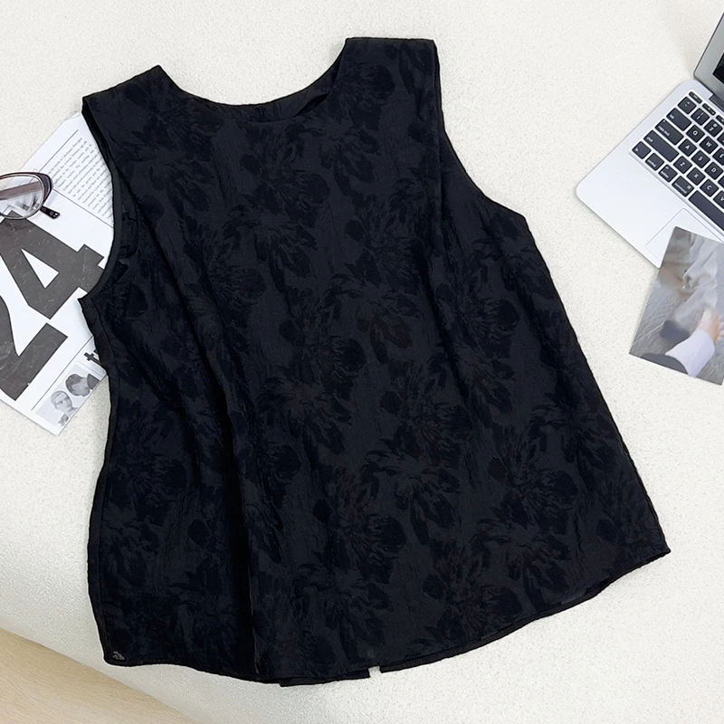 韩版慵懒风气质减龄碎花无袖衬衫女生2025夏季新款洋气百搭上衣潮