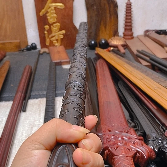 紫光檀木80长盘龙棍