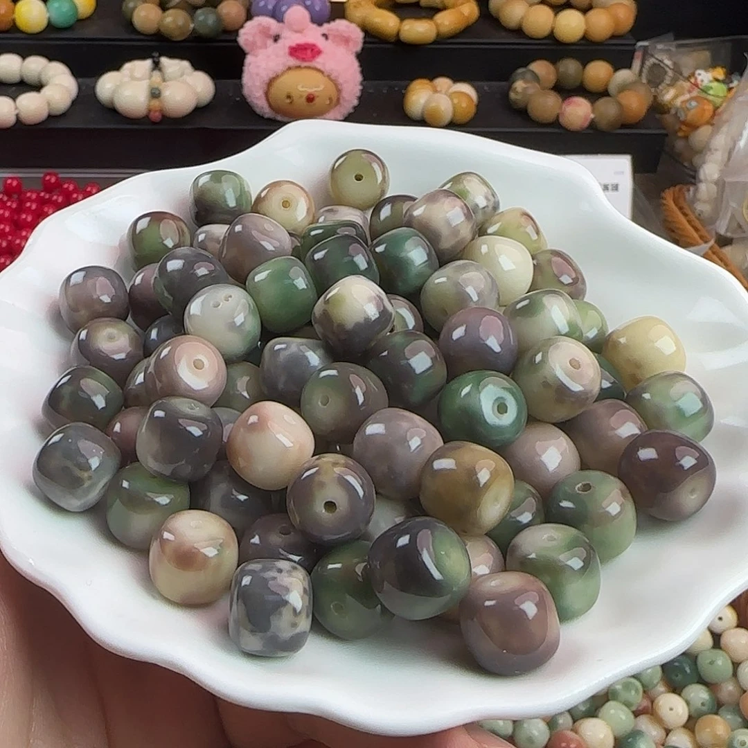 手串菩提根/象牙果卡13干磨玻璃底繁花桶110颗批发