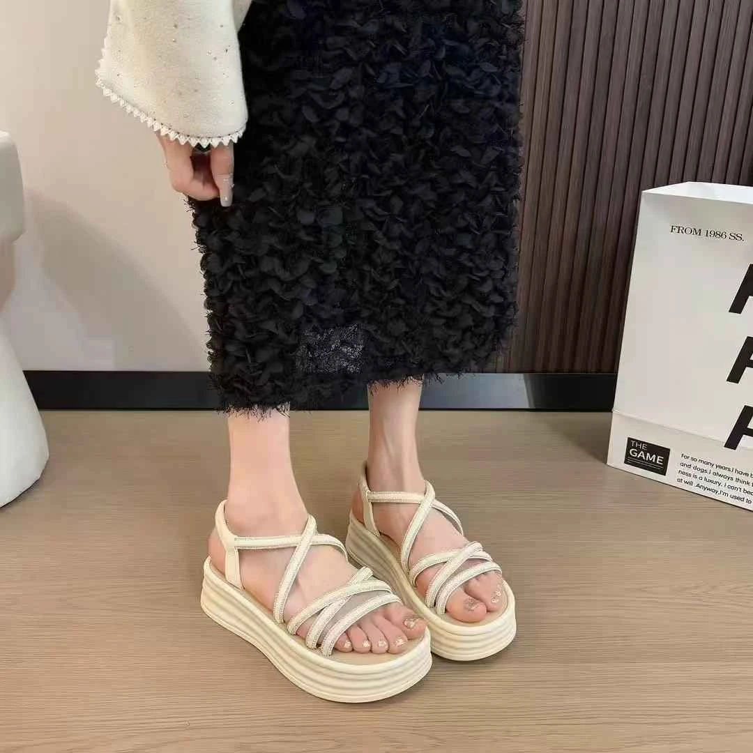 888-5厚底凉款夏季外穿绝美不累脚配裙子时尚高级感罗马鞋