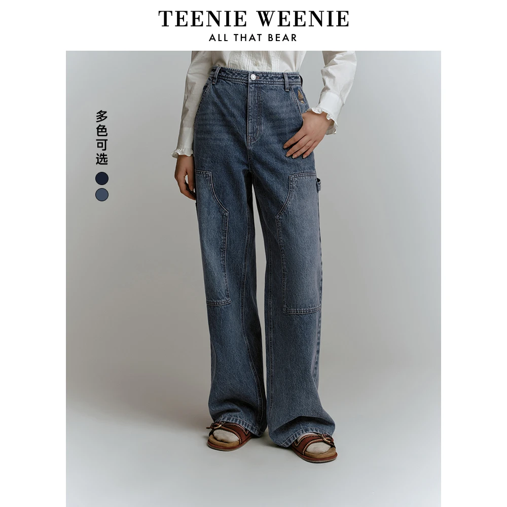TeenieWeenie小熊卡通牛仔裤女2024冬季新款女长裤女TTTJ248V19N
