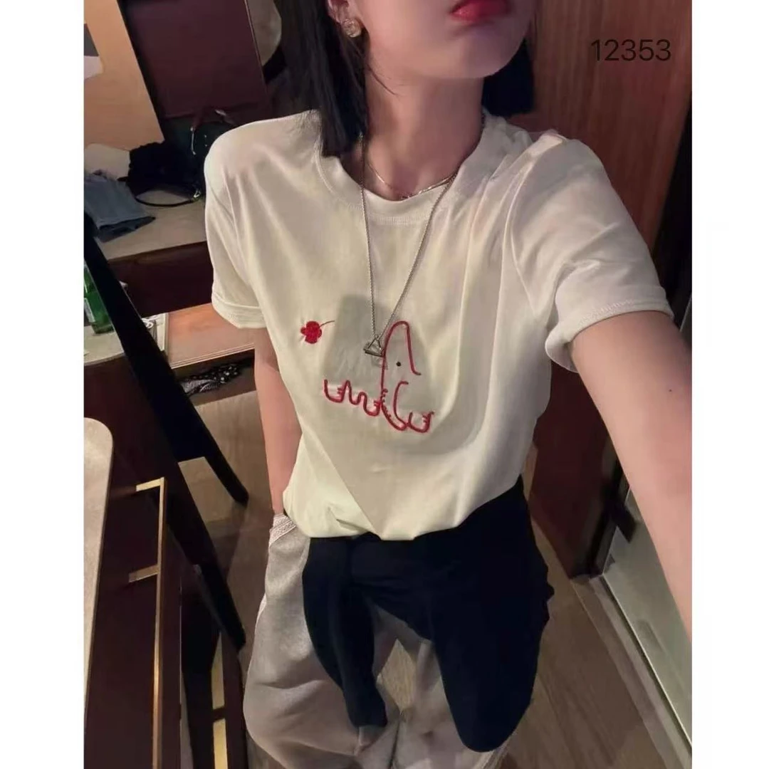 12353  SANFAN  新款大象刺绣T恤