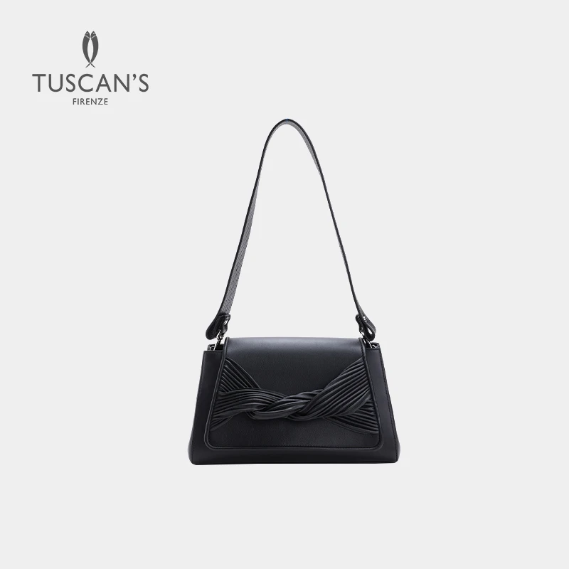TUSCANS时代新款磁扣百搭托特包褶皱牛皮包手提斜挎包SS25