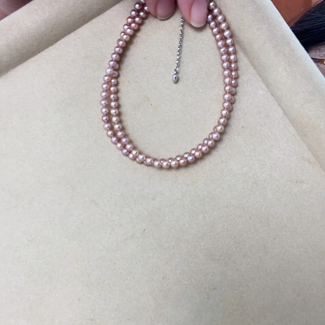淡水珍珠颈饰银S925镶嵌3-4紫