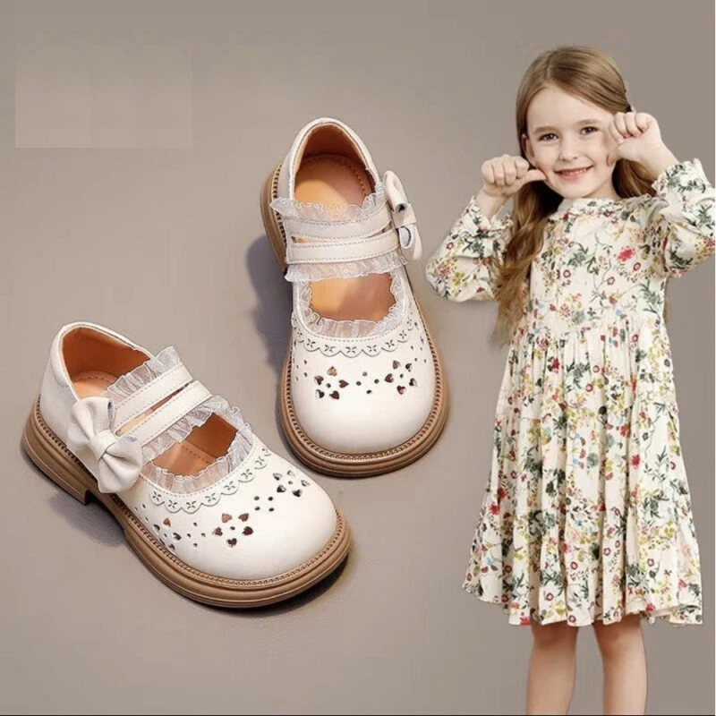 女童鞋子儿童小皮鞋2025新款春夏季女孩简约镂空洋气公主时尚单鞋