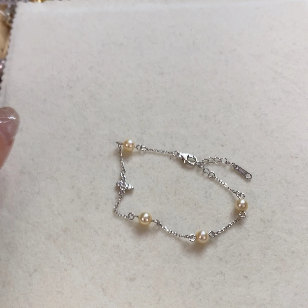 海水珍珠银S925镶嵌手绳
