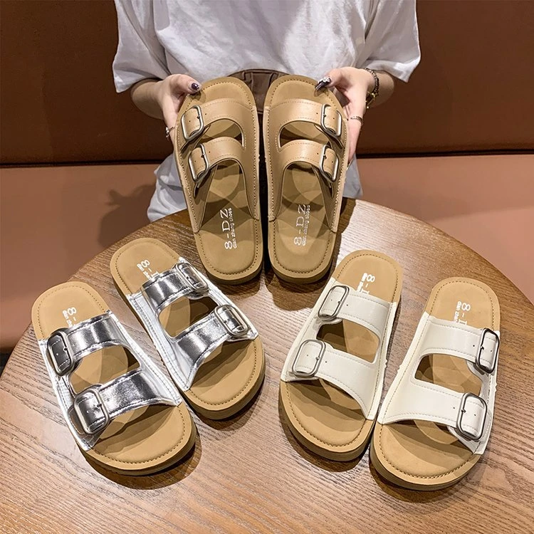 勃肯凉拖鞋女夏季2025新款外穿配裙子孕妇一字拖平底沙滩凉鞋