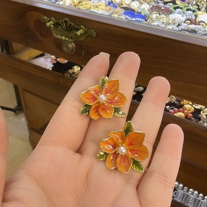 珐琅铜合金合金非中古耳钉