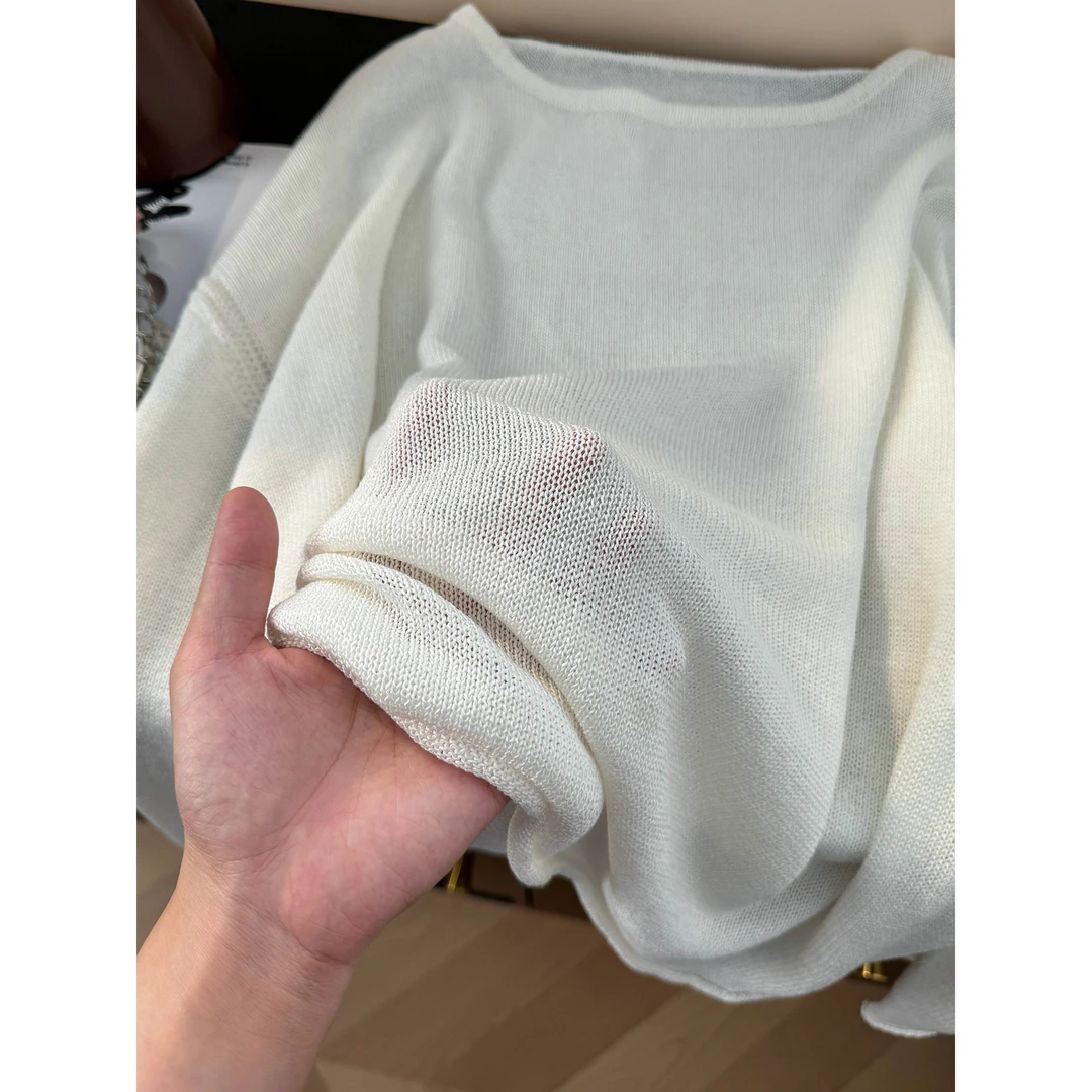 美爆了！墙裂推荐！松弛慵懒随性白色针织衫女柔软舒适长袖显瘦上衣