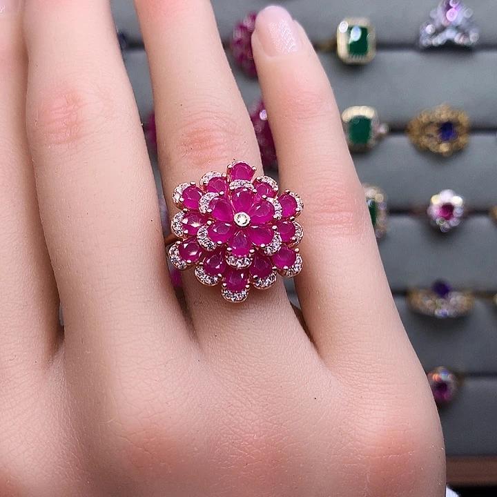 红宝石银S925镶嵌戒指