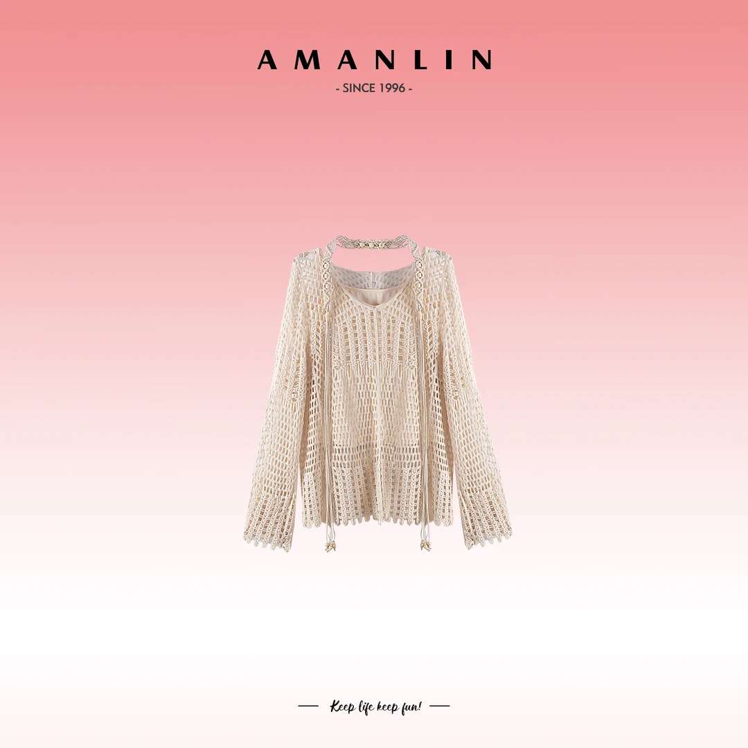 AMANLIN/阿谩琳【落日海岸】欧若风两件套针织杉套装达人女F595521