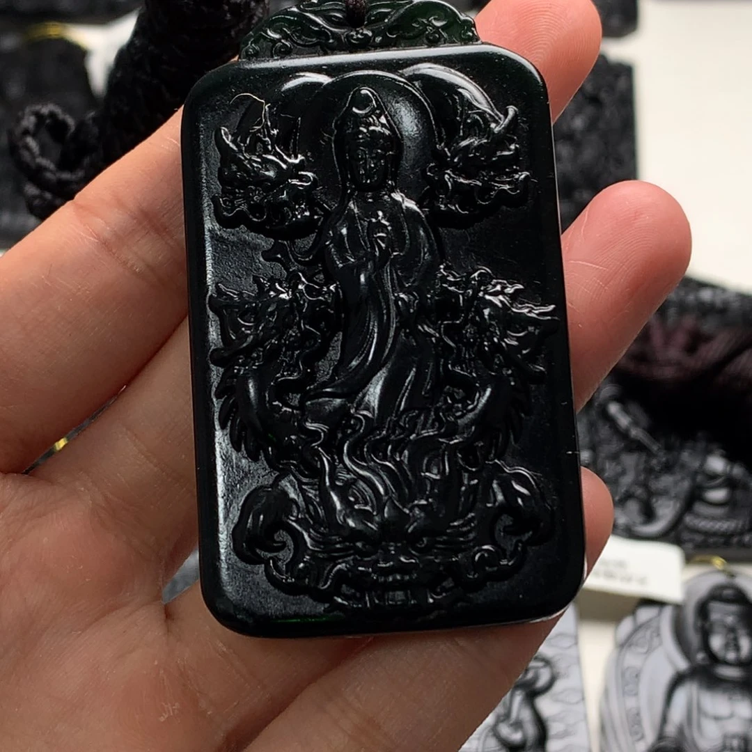 天然缅甸a货钢琴黑挂件